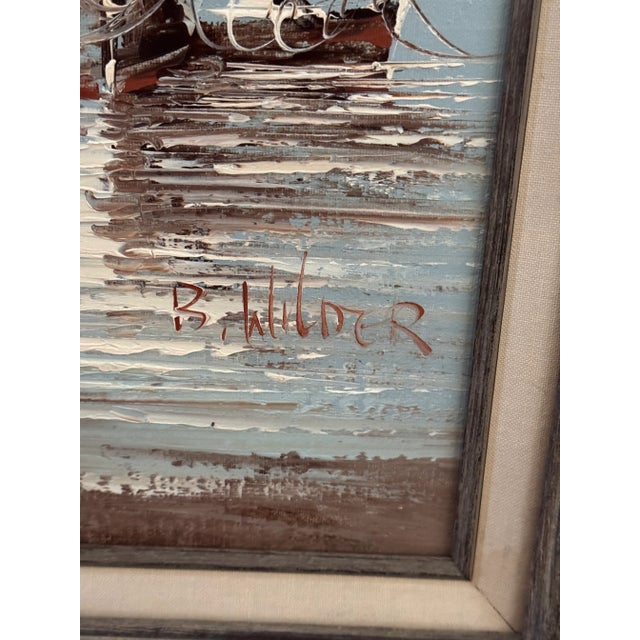 Late 20th Century Nautical Decorative Arts Studio Oil Painting B. Wilder- Framed For Sale - Image 11 of 18