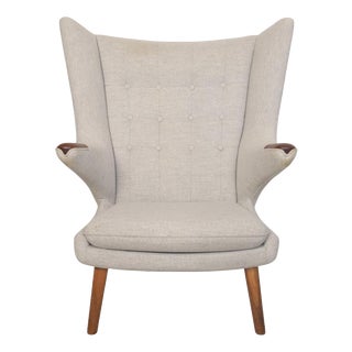 Papa Bear Chair in Grey Hallingdal Fabric by Hans J. Wegner, 1960s For Sale
