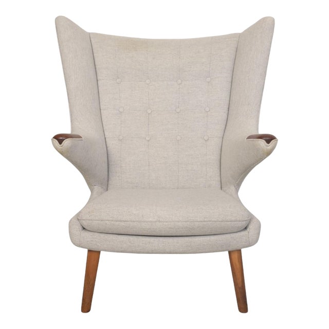 Papa Bear Chair in Grey Hallingdal Fabric by Hans J. Wegner, 1960s For Sale