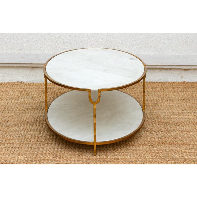 Juliet Gilded Two-Tier Oval Marble Coffee Table For Sale - Image 11 of 12