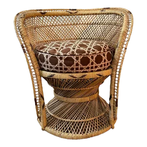 1970s Mid-Century Natural Woven Rattan Side Chair With Cushion