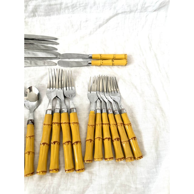 1970s Vintage 32 Piece Faux Bamboo Flatware Set For Sale - Image 5 of 6