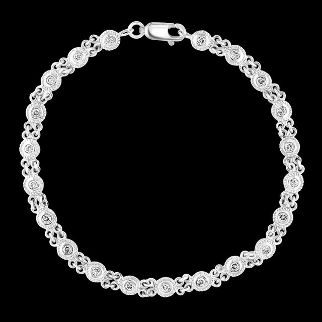 Metal 21 Round Diamond 4-5 Pointer Each Tennis Bracelet in 14 K White Gold, 1.0 Ct For Sale - Image 7 of 11
