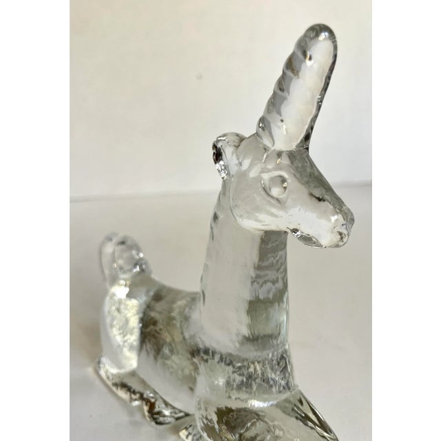 Late 20th Century Vintage Transparent Cut Glass Figurative Unicorn Paperweight For Sale - Image 5 of 7