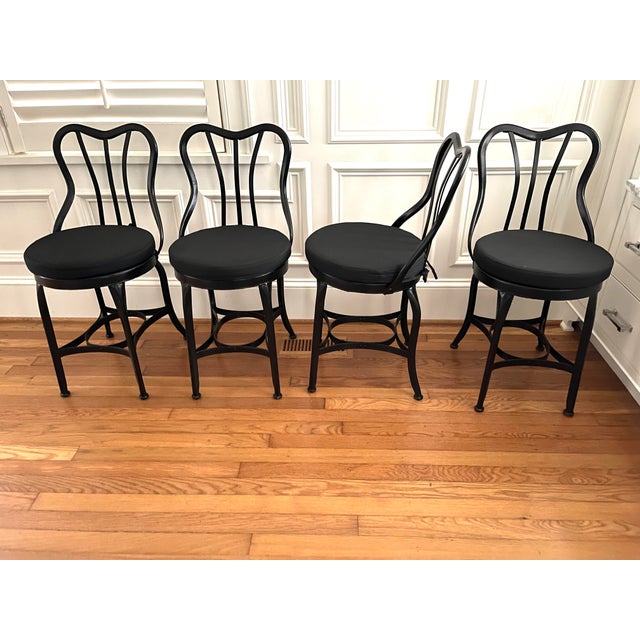Black Early 1900s Bistro Chairs - Set of 4 Attributed to Toledo Metal Furniture Co. For Sale - Image 8 of 12