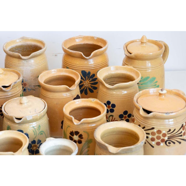 19th Century 19th Century French Terracotta Pottery Pitchers with Floral Decor For Sale - Image 5 of 10