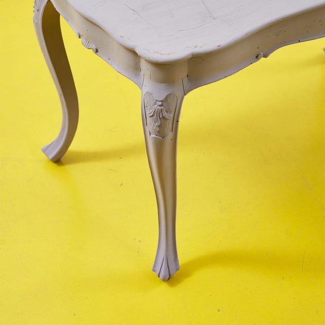 Dove grey wooden coffee table height: 48 width: 80 depth: 42 additional information style: vintage production period: 1930...