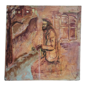 Judaica Ritual Hand Washing Oil Painting - Man by Stream