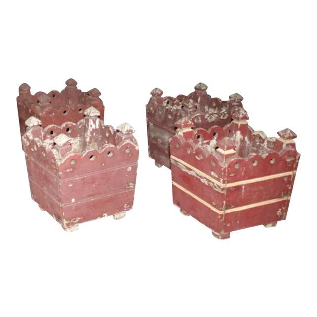 Square Wooden French Jardinières - Set of 4 For Sale