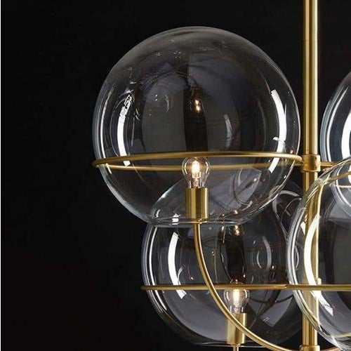 Satin Gold Lyndon Suspension Lamp with Glass by Vico Magistretti for Oluce For Sale - Image 6 of 7