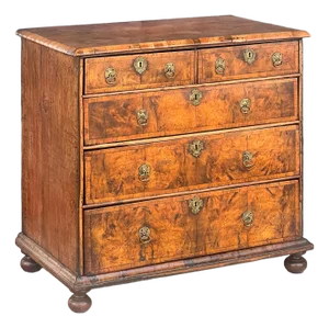 Queen Anne Period Chest of Drawers of Walnut and Oak From England, Circa 1710