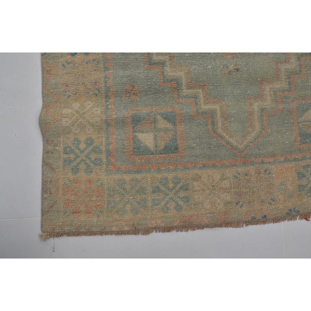 Handwoven Vintage Oushak With Faded Floral Medallion For Sale - Image 10 of 10