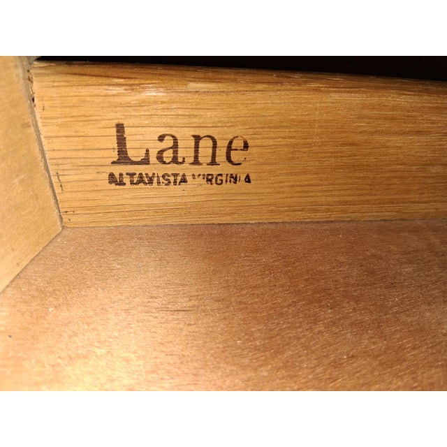 Brown Vintage Traditional Round Carved Faux Bamboo Side / End Tables by Lane. A - Pair For Sale - Image 8 of 12