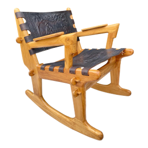 Mid-Century Modern Angel Pazmiño "Cotacachi" Hand-Tooled Leather Rocking Chair