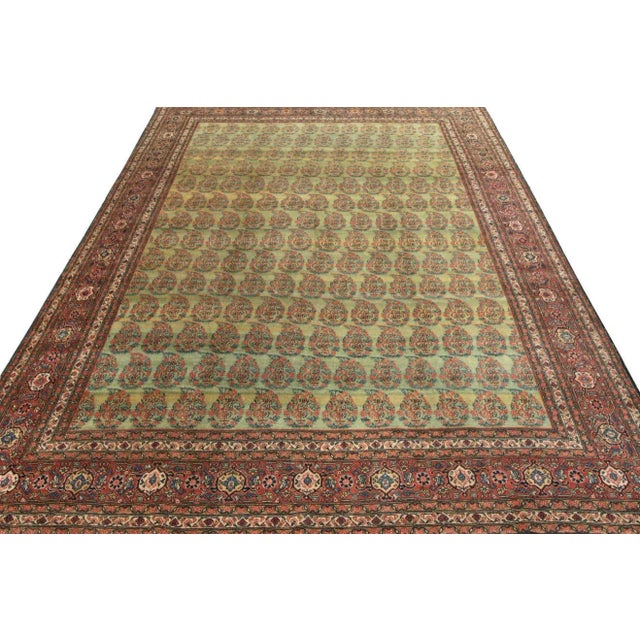 Traditional Late 19th Century Antique Tabriz Persian Rug in an All Over Green, Red Floral Pattern For Sale - Image 3 of 7