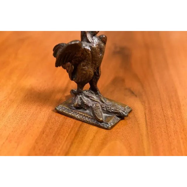 19th Century French Cast Bronze Rooster Sculpture with Wings Extended Backwards For Sale - Image 11 of 12