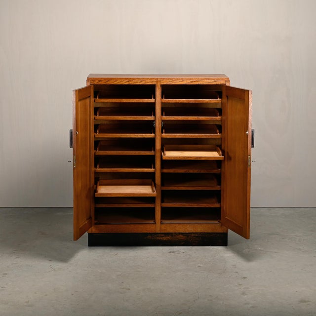 1930s Amsterdam School Modernist Oak Archive Cabinet, 1930s For Sale - Image 5 of 18