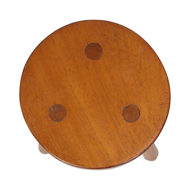 Vintage Wooden Three-Legged Stool, Milking Stool, Rustic Style, 1960s For Sale - Image 11 of 15