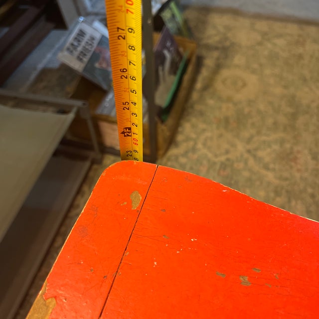 Red Wooden Vintage Step Stool Convertible Chair For Sale - Image 9 of 10
