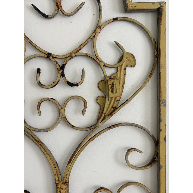 Vintage 36" Wrought Iron Scroll Wall Panel With Cast Leaf Accents For Sale - Image 17 of 17