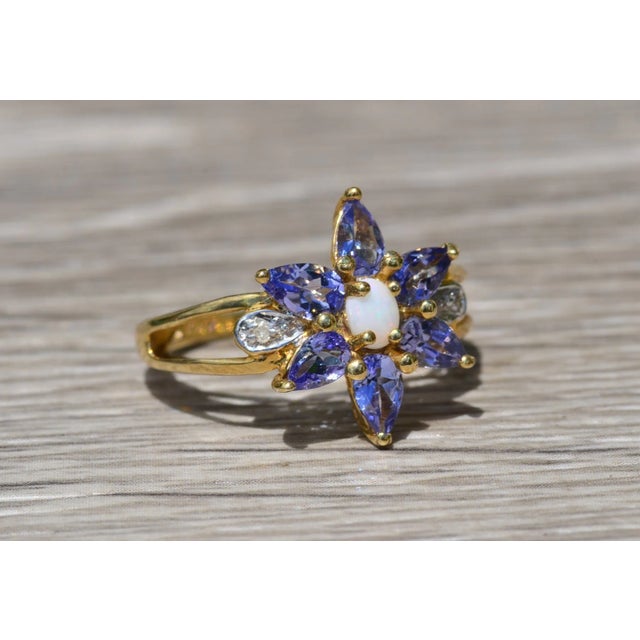 2000 - 2009 The Belladona: Ladies Opal, Tanzanite and Diamond Ring in Yellow Gold For Sale - Image 5 of 9