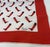 Gucci Cotton Scarf. Red border with a white center that is filled with red and navy riding boots. Gucci is in the lower...