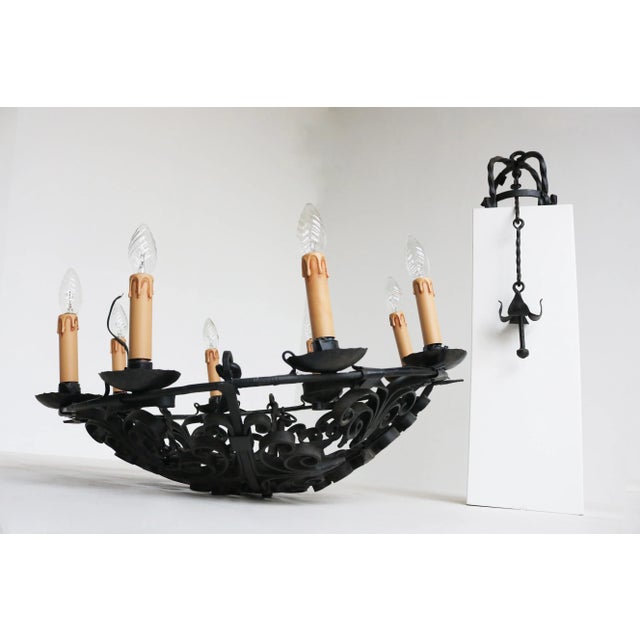 Antique Wrought Iron Chandelier, 1800s For Sale - Image 15 of 16