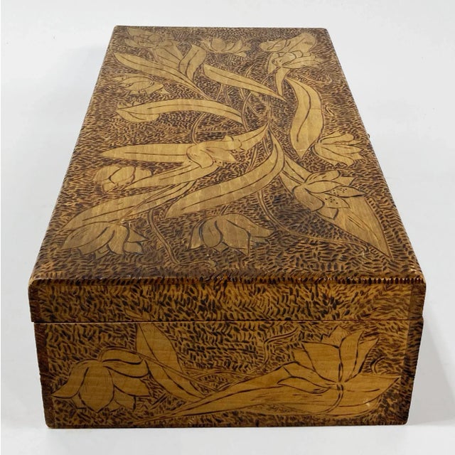 Vintage Carved Wood Glove Box For Sale - Image 9 of 11