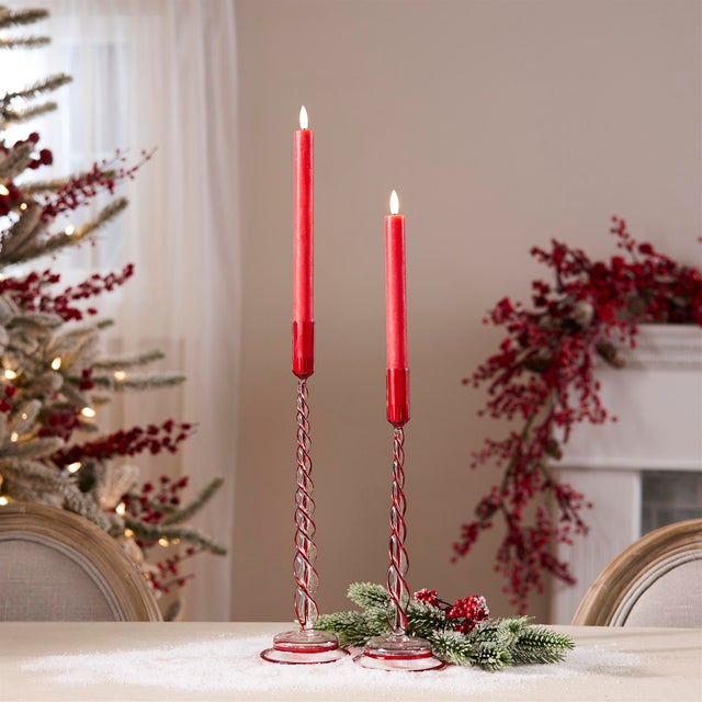 Contemporary Twisted Glass Taper Candle Holder (Set of 2) For Sale - Image 3 of 5