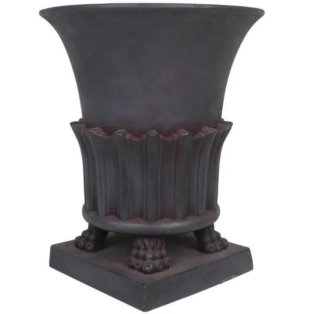 1950s Vintage 1950s Large Black Greco-Roman Style Terra Cotta Classic Urn For Sale - Image 5 of 5
