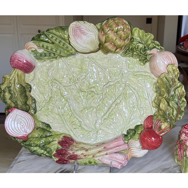 Vintage Fitz and Floyd Majolica Style Large French Garden Platter For Sale - Image 9 of 12