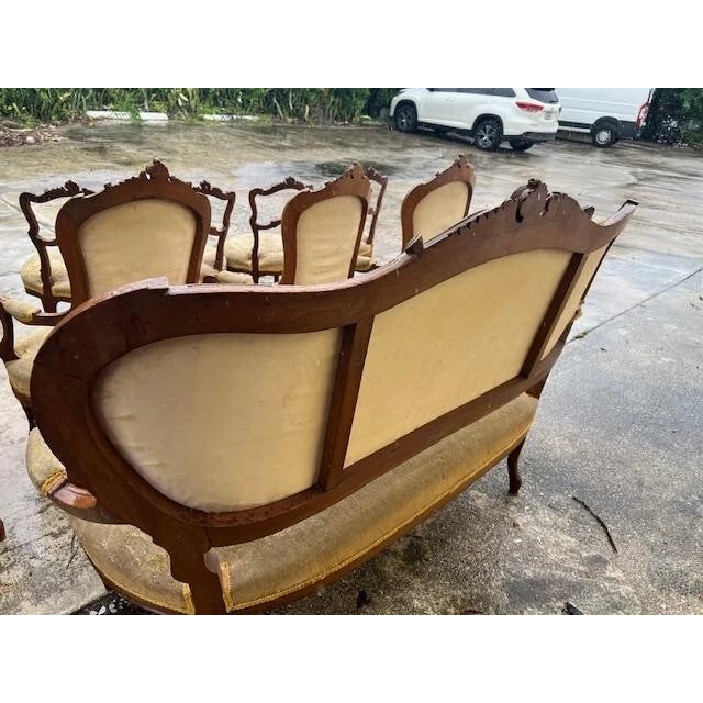 French Antique French Walnut Love Seat, Settee Louis XV For Sale - Image 3 of 3