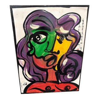 1970s Peter Keil Abstract Colorful Canvas Painting For Sale