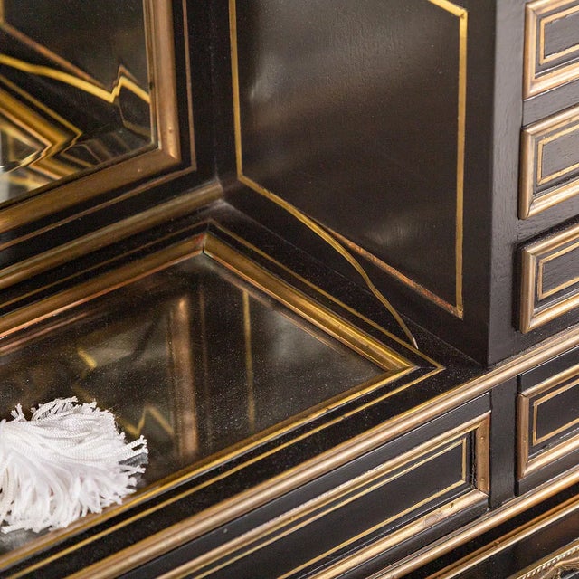 Mid 20th Century Mid 20th Century Maison Jansen Ebonized French Writing Desk With Mirror For Sale - Image 5 of 5