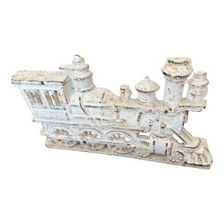 1930s Vintage Cast Iron Locomotive Train Doorstop For Sale