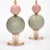 Pair of hand-blown Murano glass lamps featuring unique glass components on a brass structure. In the style of iconic...