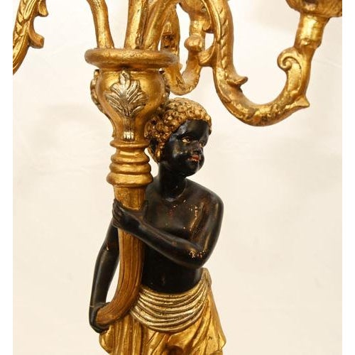 Italian Florentine Blackamoor Candelabra Lamps, Set of 2 For Sale - Image 3 of 18