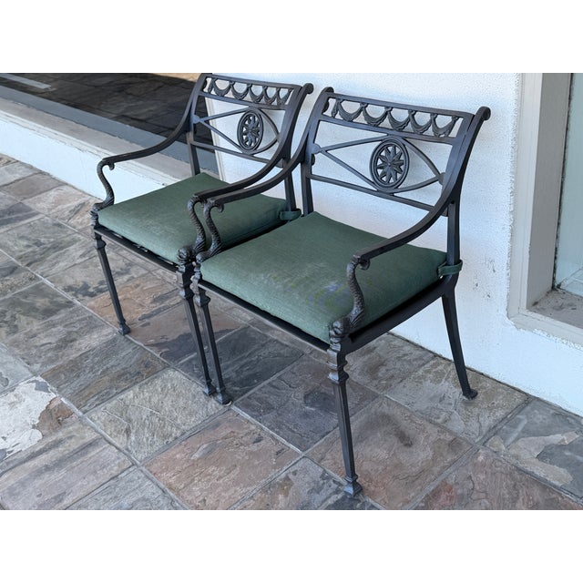 1990s S. Lecon Circa 1990 Neoclassical Cast Metal Patio Dining Set, 42 Inches For Sale - Image 5 of 18