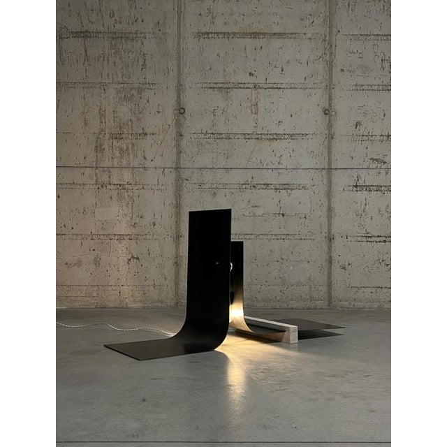 Metal Collision 2.1 Floor Lamp in Iron & Travertine by D´ARK Atelier For Sale - Image 7 of 17