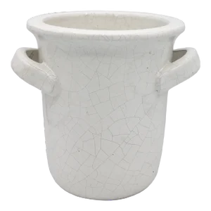 Vintage Italian White Terracotta Ceramic Crock