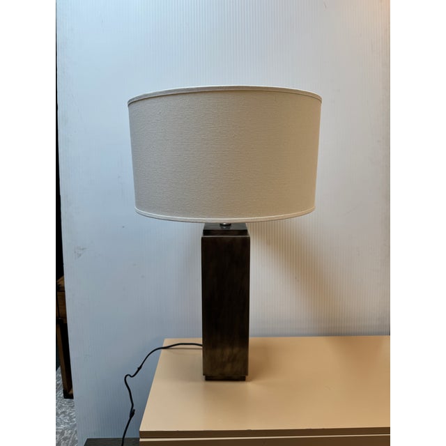 Restoration Hardware Restoration Hardware Bronze Column Table Lamps, Pair For Sale - Image 4 of 15