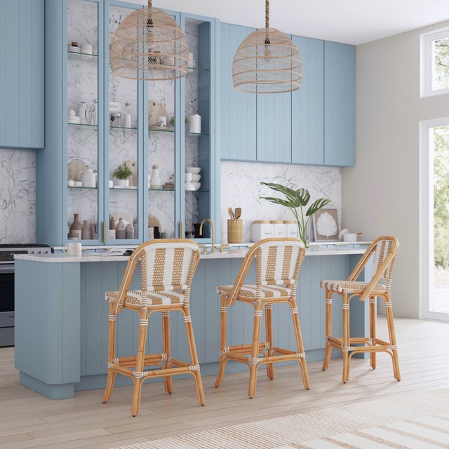 Evoking images of sidewalk tables in the Cote d' Azur; barstools like this will give your kitchen or patio the casual...