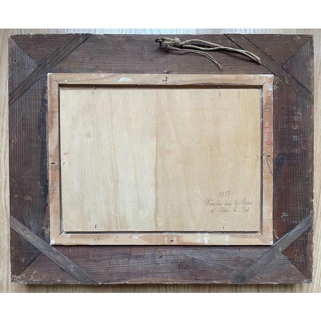 G. Bouzar, Barge on the Seine in Bois-Le-Roi, 1918, Oil on Panel For Sale - Image 8 of 10