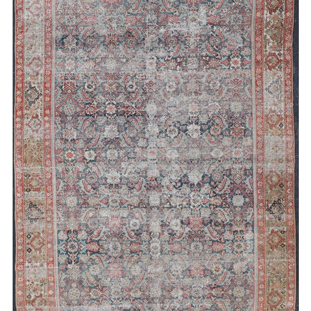 Large Distressed Gallery Persian Malayer Runner in Herati Design 5'8 X 14'8 For Sale - Image 11 of 14