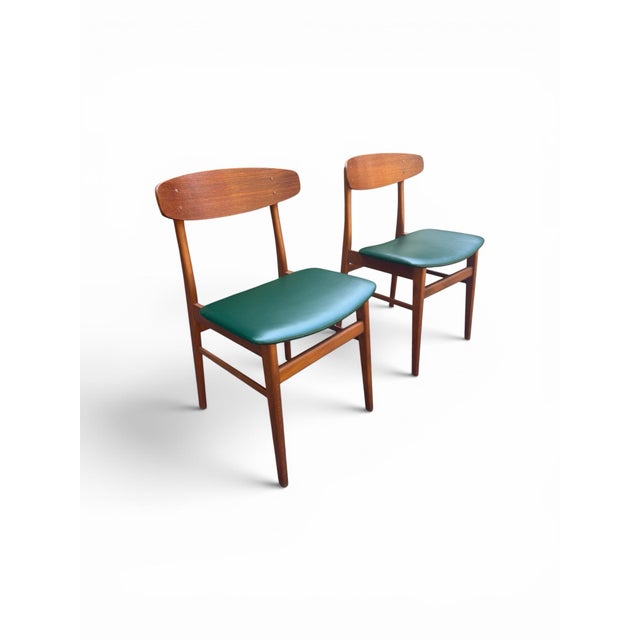 Mid-Century Modern Pair of Mid-Century Modern Danish Teak Chairs by Sax – Rich Green Upholstery For Sale - Image 3 of 11