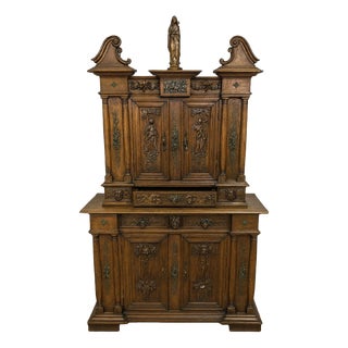 Bellifontain Cabinet in Oak and Marble attributed to the Ribaillier House For Sale