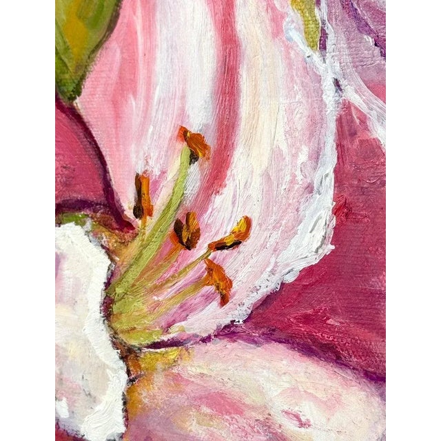 Square Impasto Floral Painting of Lilies For Sale - Image 11 of 18