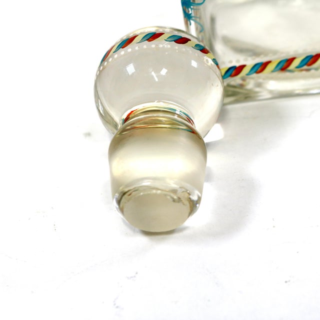 Mid 20th Century Mid 20th Century Mid-Century Modern Hand Painted Glass Decanter From Portugal For Sale - Image 5 of 10