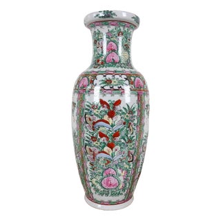 Hand-Painted Chinese Vase with Florals For Sale