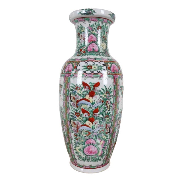 Hand-Painted Chinese Vase with Florals For Sale